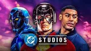Blue Beetle, Peacemaker, John Stewart Green Lantern, DC Studios Logo.