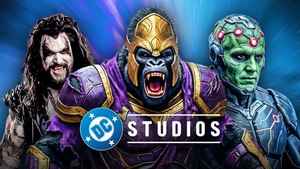Gorilla Grodd, Lobo, and Brainiac behind the DC Studios logo.