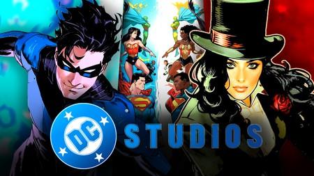 Nightwing and Zatanna from DC Comics; DC Studios logo