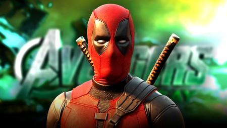 Deadpool in front of Avengers: Doomsday logo.