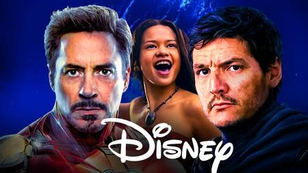 Disney 2026 movies Tony Stark, Moana, Din Djarin, Disney logo