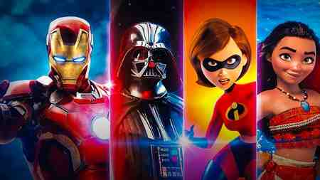 Iron Man, Darth Vader, Mrs Incredible, Moana