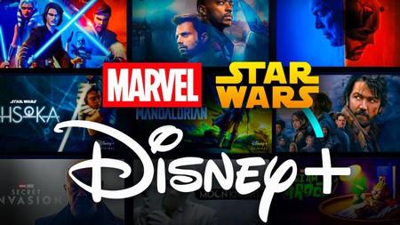 Marvel, Star Wars, and Disney Plus logos