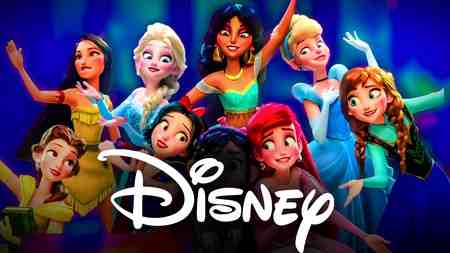 Disney princesses in animated movie form, Disney logo