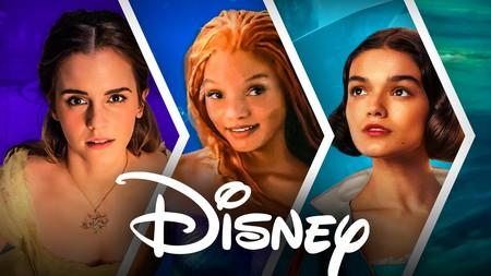Disney Live-action princesses Belle, Mermaid, Snow White, Disney logo