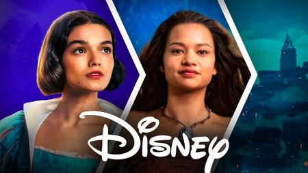 Disney live-action princesses Snow White, Moana, Disney logo