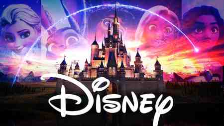 Disney logo with Elsa, Judy Hopps, Mirabel, Rapunzel, and Moana in the background.