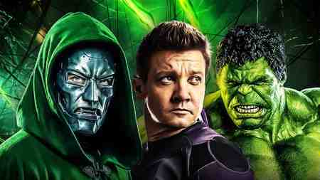 Doctor Doom next to Hawkeye and the Hulk.
