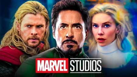 Vanessa Kirby as Sue Storm, Robert Downey Jr. as Doctor Doom, Chris Hemsworth as Thor