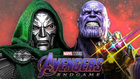 Doctor Doom, Avengers Endgame logo, Thanos.