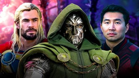 Chris Hemsworth as Thor, Doctor Doom, Simu Liu as Shang-Chi.