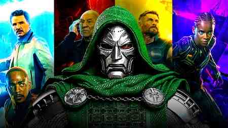 Doctor Doom alongside the Avengers and X-Men members.