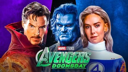 Avengers Doomsday Team Members Doctor Strange, Beast, Sue Storm, logo