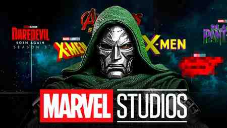 Doctor Doom alongside Marvel Studios' film logos.