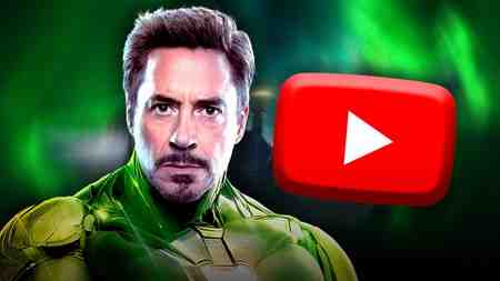 Robert Downey Jr. as Iron Man, YouTube Play Button.