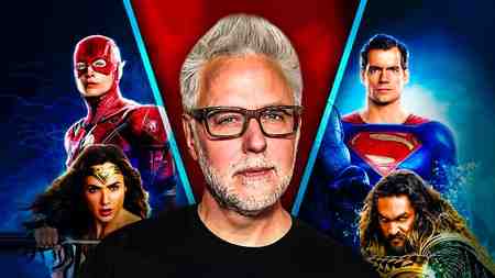 James Gunn with DCEU superheroes