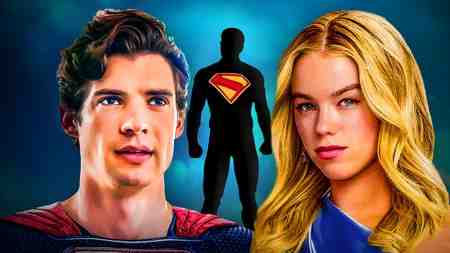 Superman, Supergirl, hero with Superman S symbol on chest.