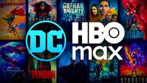 DC comics logo, HBO Max logo, DC superhero TV show posters in background