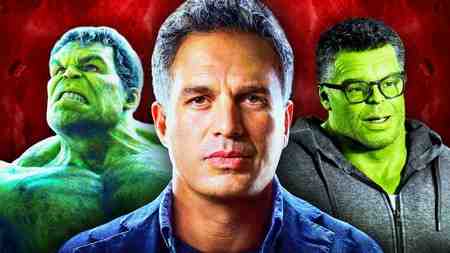 Mark Ruffalo with two versions of his Hulk: Savage Hulk and Smart Hulk.