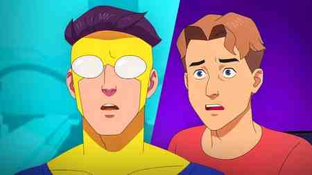 Invincible Mark Grayson in yellow suit, William in TV show