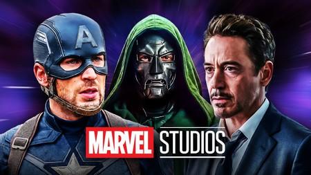 Captain America, Doctor Doom, Tony Stark; Marvel Studios Logo.
