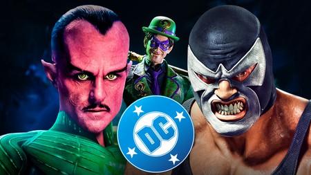 DC logo, DC villains Sinestro, Bane, Riddler
