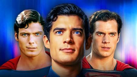 Superman actors from the movies, showing Christopher Reeve, David Corenswet, and Henry Cavill