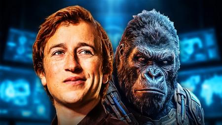 Jimmy Olsen and Gorilla Grodd in front of computer screens.