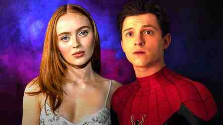 Sadie Sink next to Tom Holland's Spider-Man.