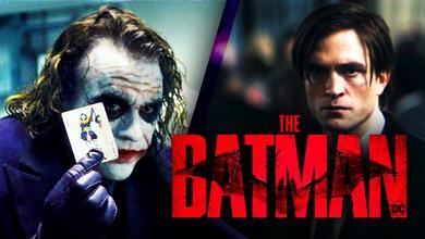 Ledger Joker, Pattinson Bruce Wayne, The Batman logo