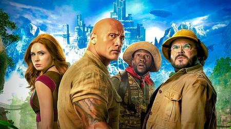 Jumanji Next level movie wallpaper with main characters, featuring Dwayne Johnson, Kevin Hart