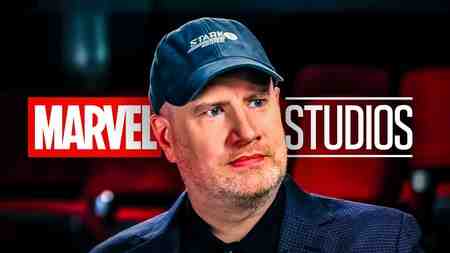 Kevin Feige in Stark Industries hat, Marvel Studios logo