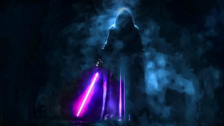 Star Wars Villain wielding Purple Lightsaber