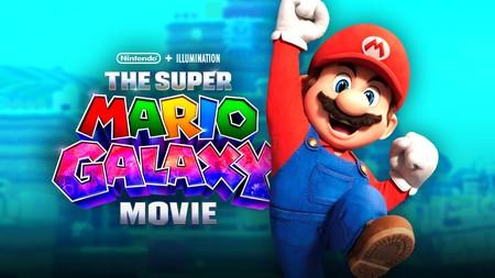 The Super Mario Galaxy Movie logo; Mario jumping.