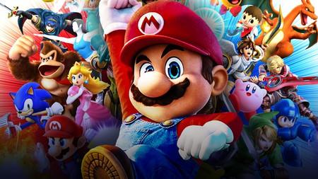 Mario and Nintendo characters in the background.