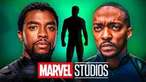 T'Challa, Sam Wilson's Captain America, Marvel Studios logo, superhero silhouette