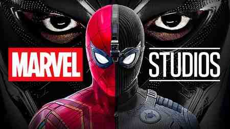Marvel Studios logo, Spider-Man black and red suit