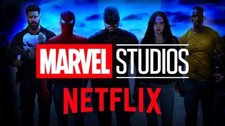 Marvel Studios and Netflix logos, MCU Netflix heroes in line