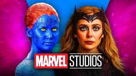 MCU female villains Mystique and Scarlet Witch, Marvel Studios logo