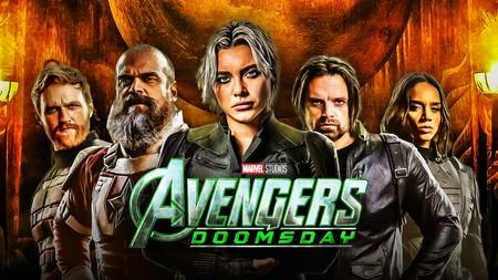 Thunderbolts cast with Avengers Doomsday logo.