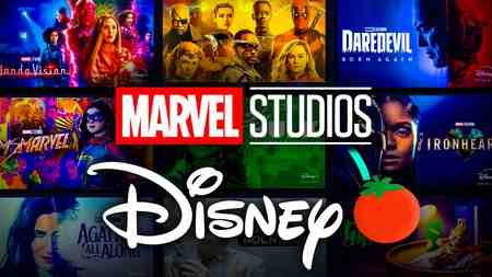 Marvel Studios and Disney+ logos with MCU TV shows visuals