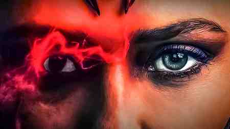 Wanda Maximoff eyes, face close up