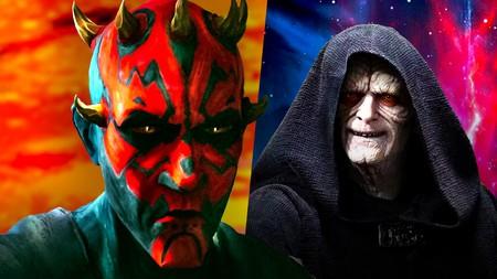 Maul in animation and Palpatine from Star Wars: Battlefront II.