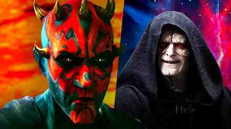 Maul in animation and Palpatine from Star Wars: Battlefront II.