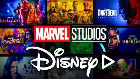 Marvel Studios and Disney Plus logos, MCU posters