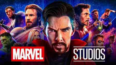 Marvel Studios logo, Doctor Strange, and MCU characters in background