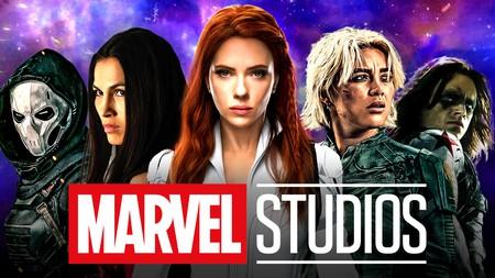 Marvel Studios logo, Black Widow, Yelena, Elektra, Winter Soldier, Taskmaster.