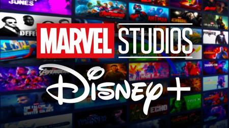 Marvel Studios and Disney+ logo with numerous MCU shows in the background.