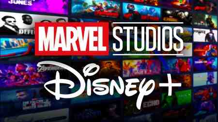 Marvel Studios and Disney+ logo with numerous MCU shows in the background.
