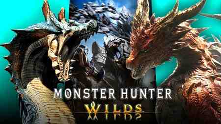 Monster Hunter Wilds logos and monsters